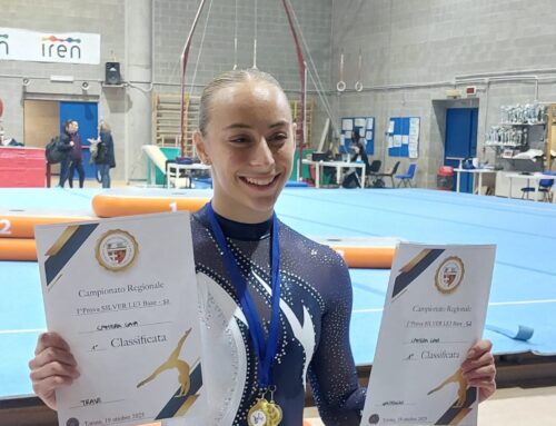 Gaia Camera della Ginnastica Serravallese medaglia d’oro a Torino in trave e volteggio