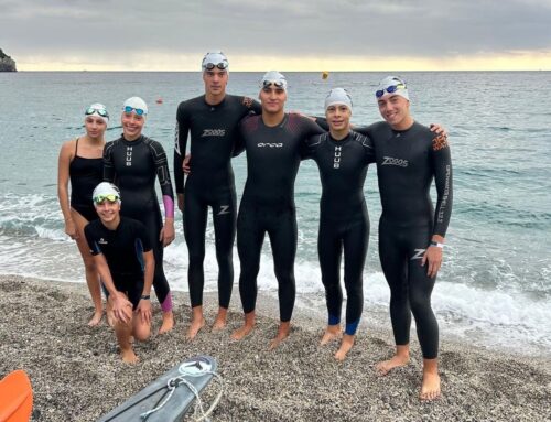 Aquarium Nuoto: primo posto nella staffetta alla Swim the Island 2025 di Bergeggi