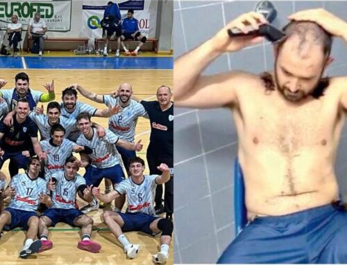 Novi Pallavolo, il capitano Repetto mantiene la promessa: si rasa a zero per i 23 punti conquistati